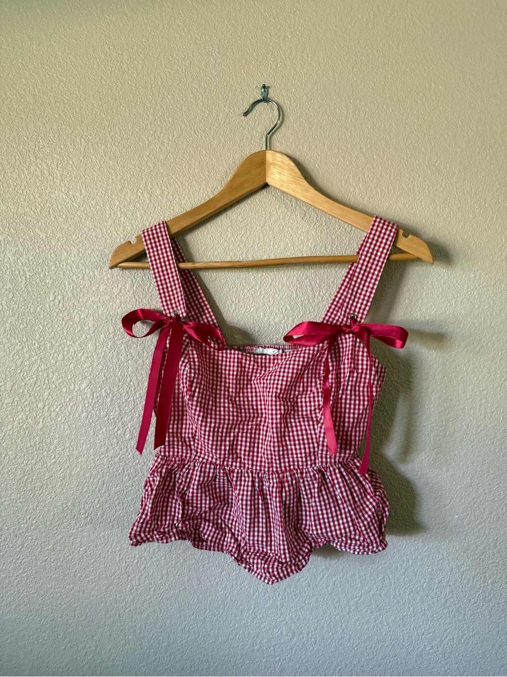Red Gingham Cami with Bow Details
